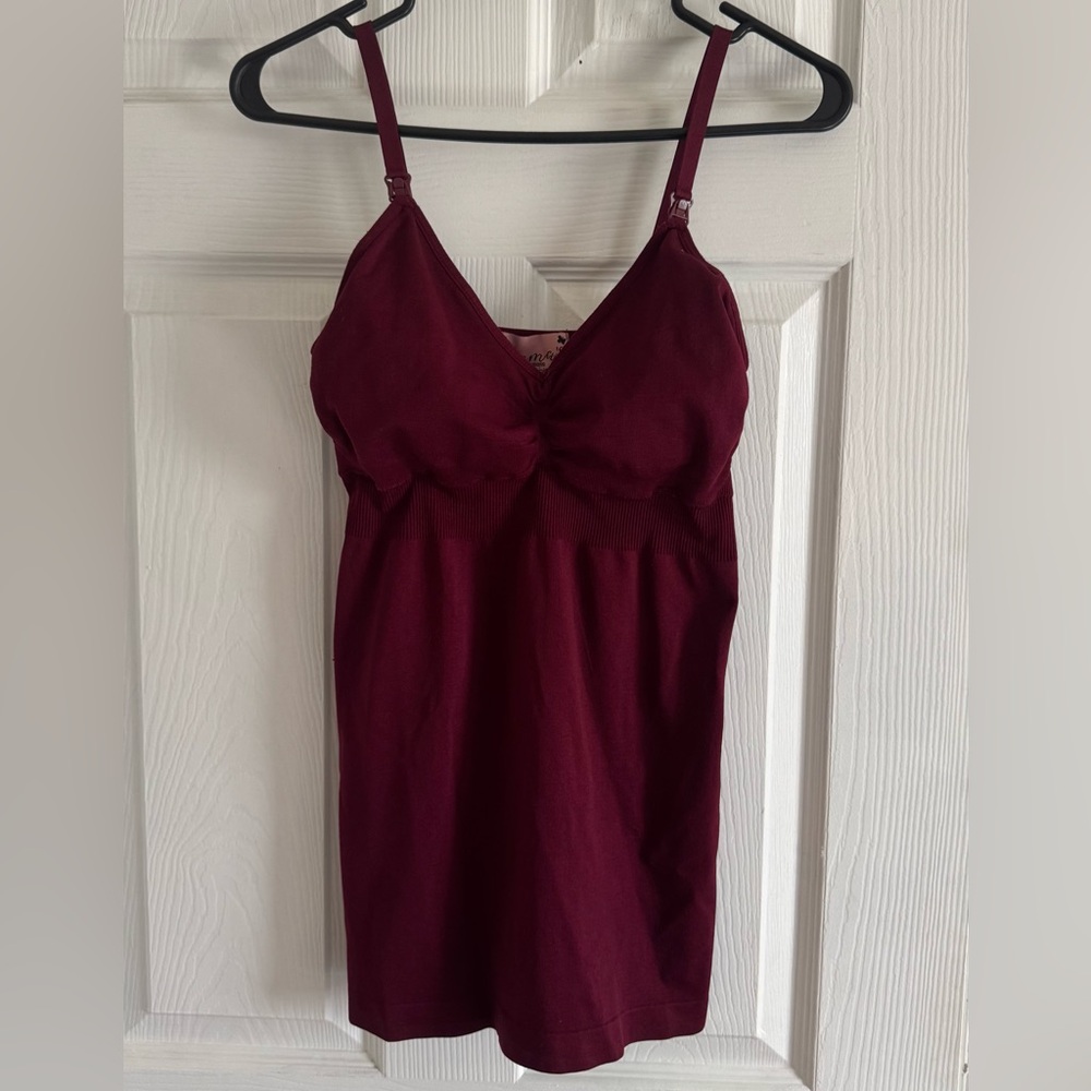 Emma’s Expressions Maternity Nursing Tank Top Maroon One Size Adjustable Straps